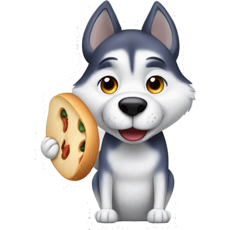 a husky eating food emoji