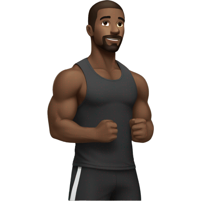 black man gym emoji