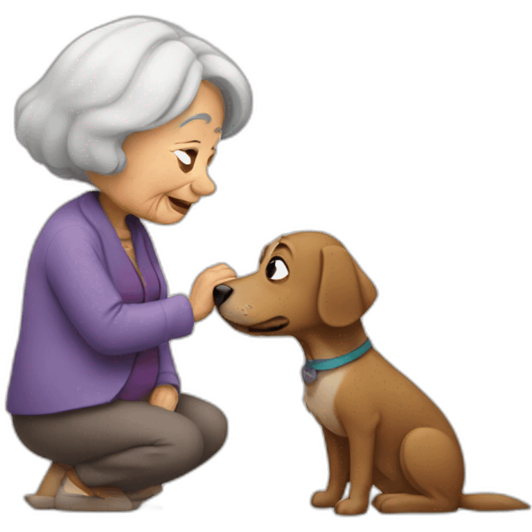 Dog with old woman  emoji