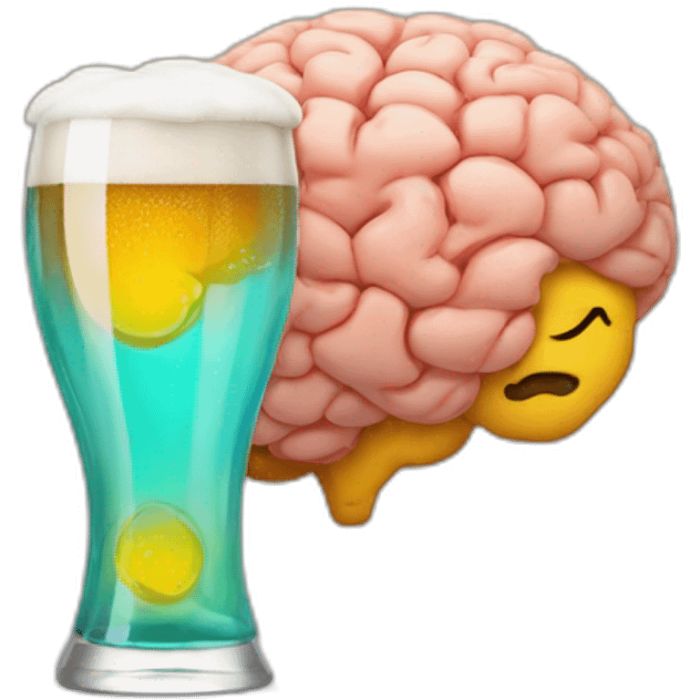 emoji brain holds beer emoji