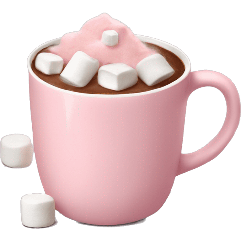 Light Pink mug of hot chocolate with marshmallows  emoji