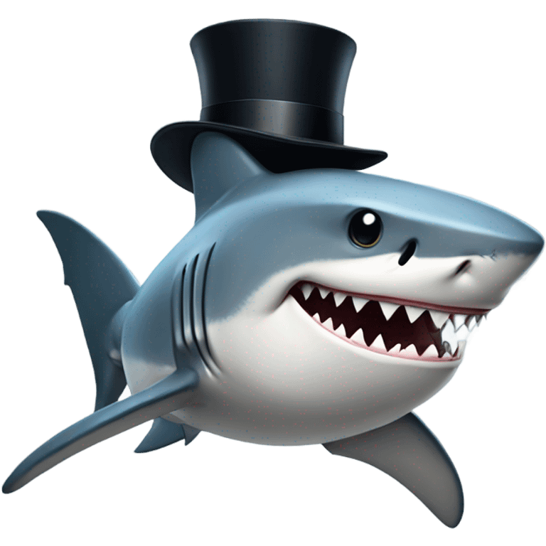 Shark with a top hat emoji