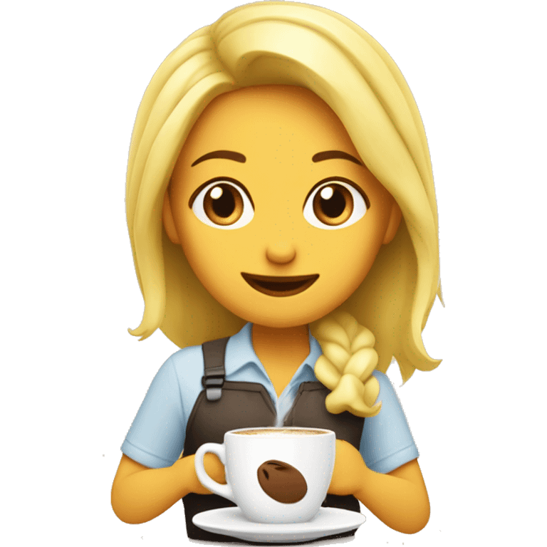 Chica rubia bebiendo café emoji