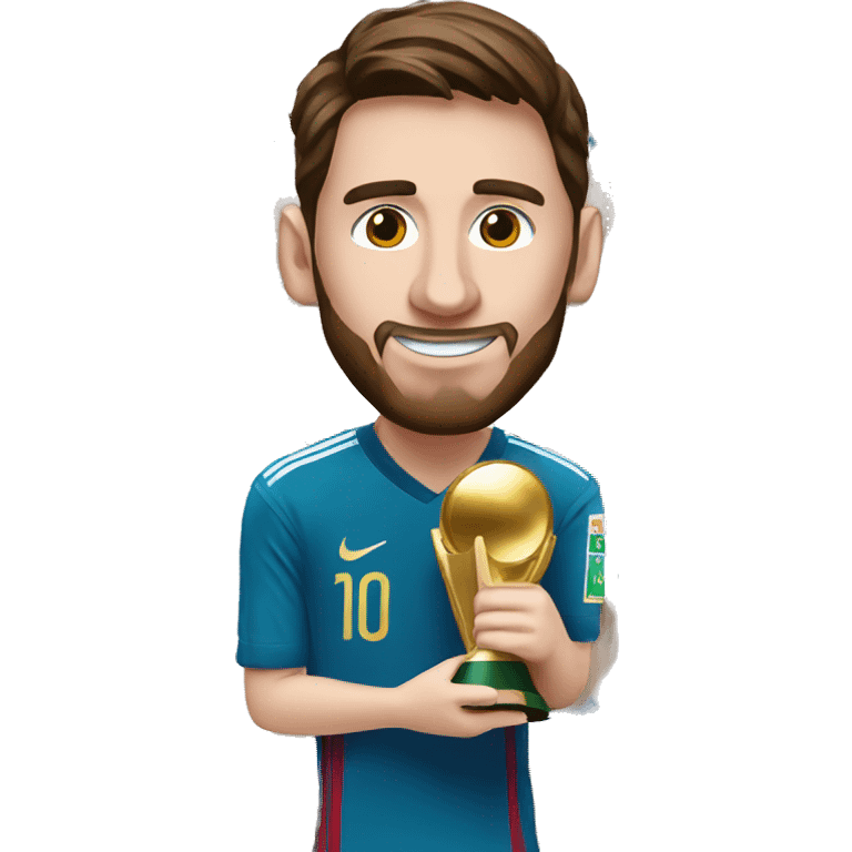 Leo messi with a world cup trophy emoji