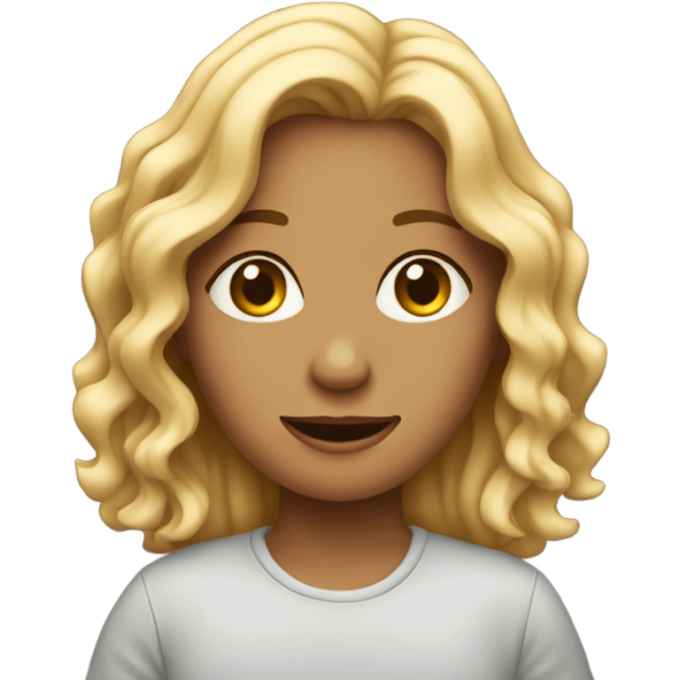 Wavy haired girl on laptop emoji