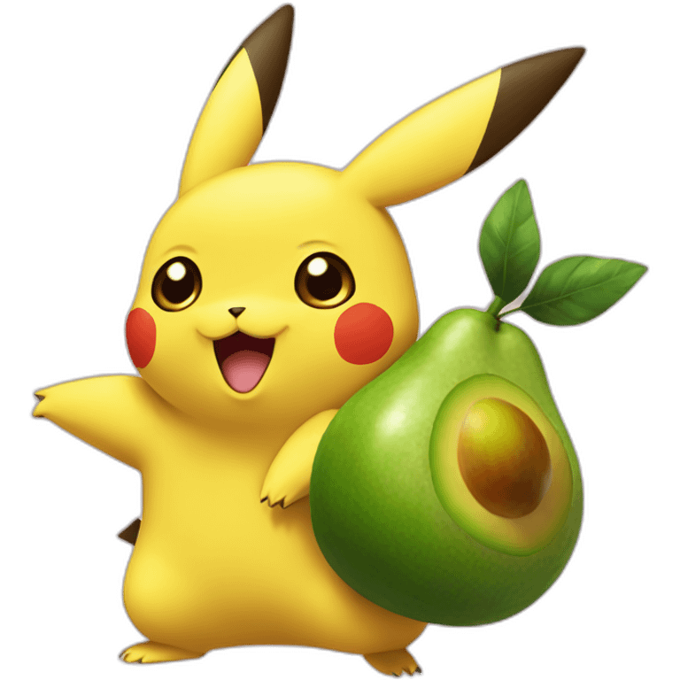 Pikachu holding an aguacate emoji