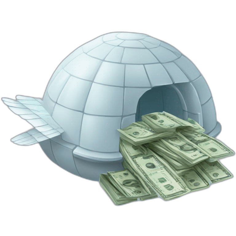 igloo flying money with wings emoji