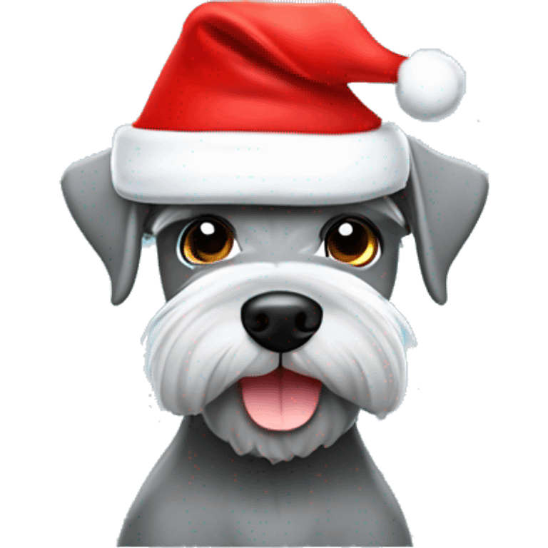 Grey Miniature Schnauzer with Santa Hat emoji