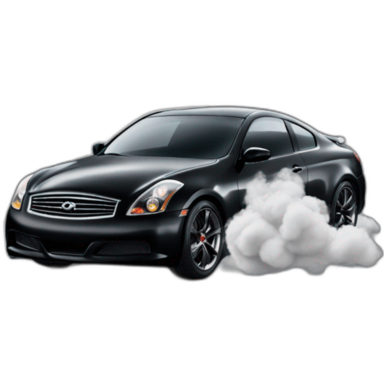 Black infiniti g35 coupe car with emoji smoke emoji