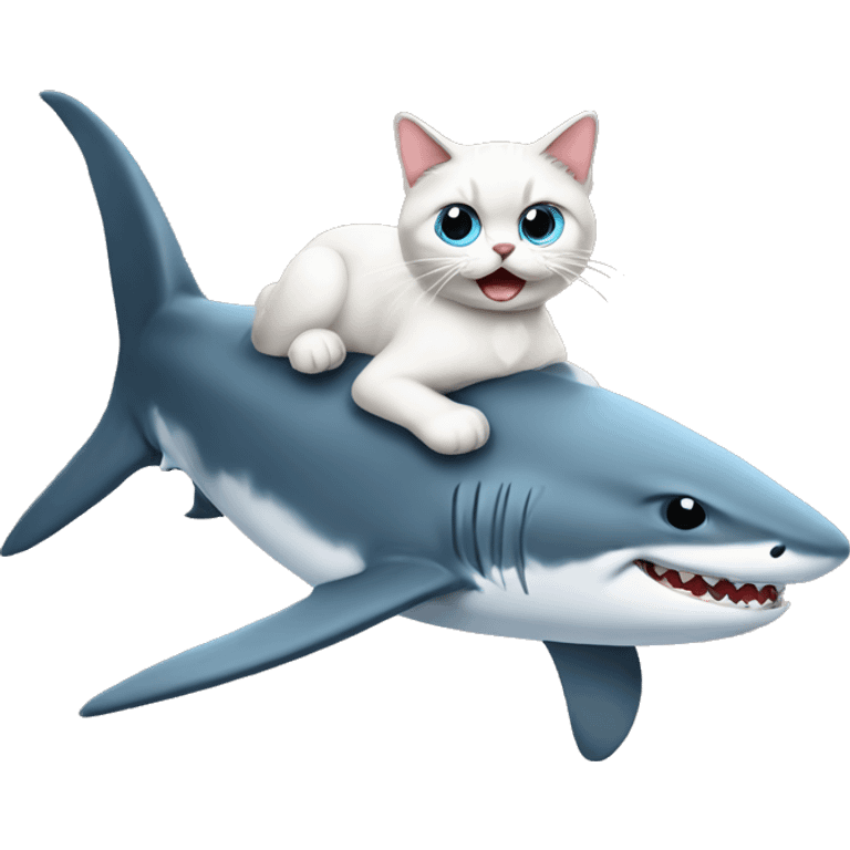 Ragdoll cat riding a shark  emoji