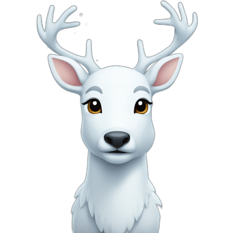 white deer in the snow night emoji