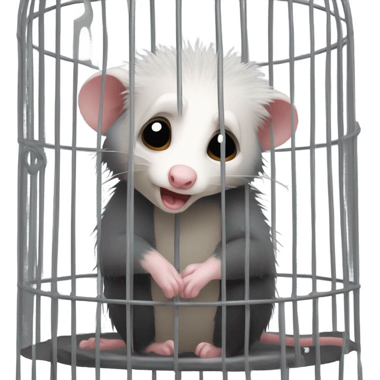 Sad Opossum in a cage emoji