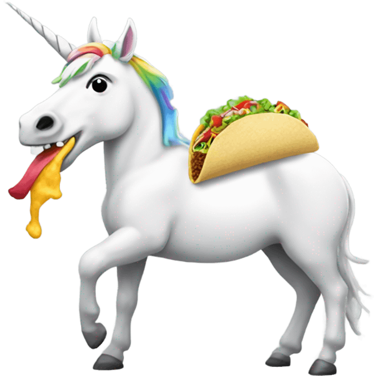 Unicorn eating a taco emoji