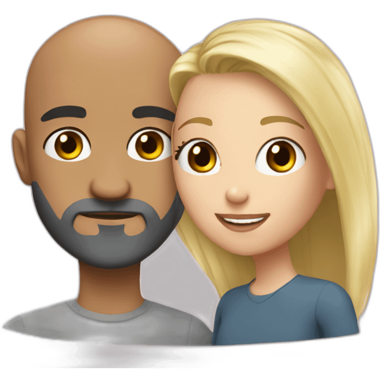 bald with dark grey beard with joung blonde girl emoji