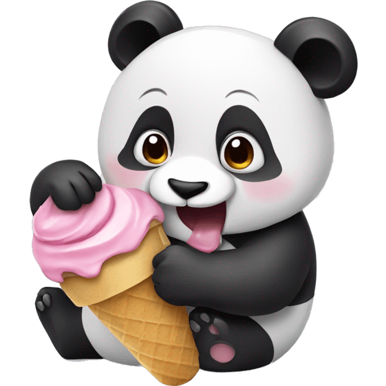 Panda eating ice cream emoji