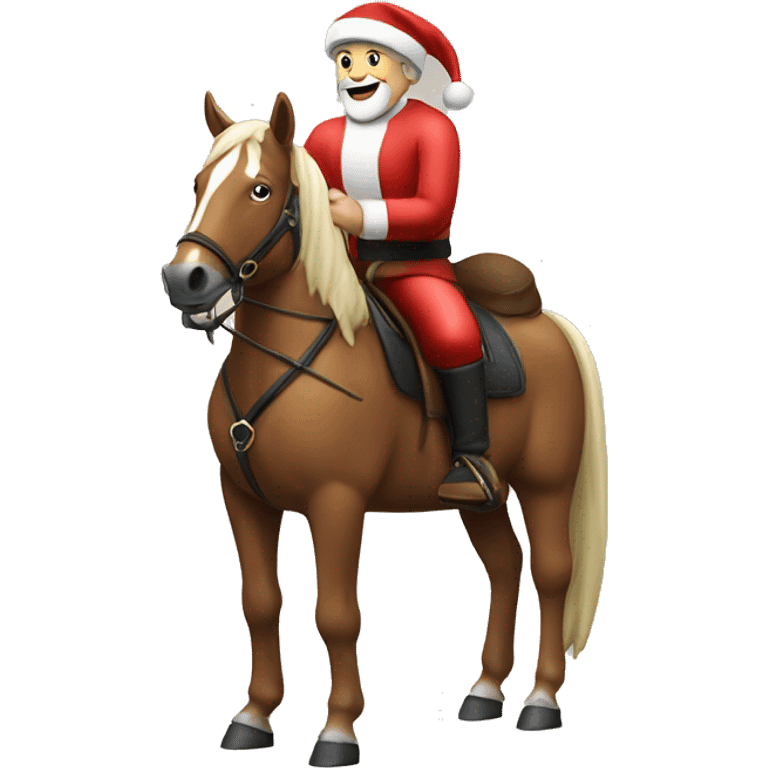 Will Ferrall riding a horse wearing a Santa hat emoji