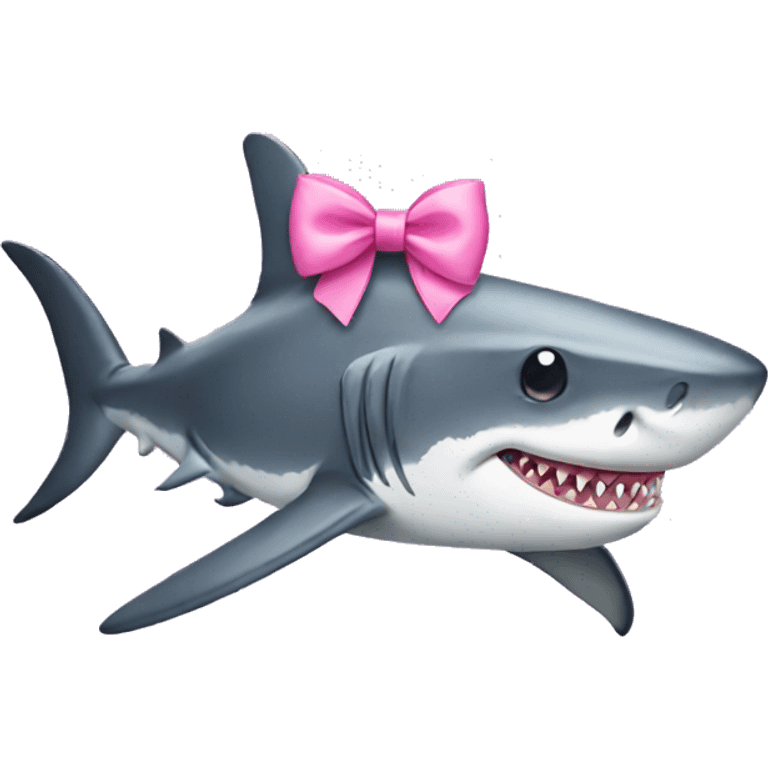 Shark wearing pink bow emoji