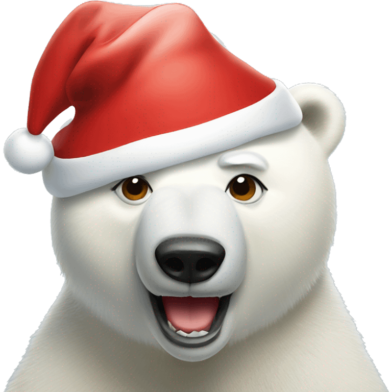 Polar bear wearing Santa hat with coke cola  emoji