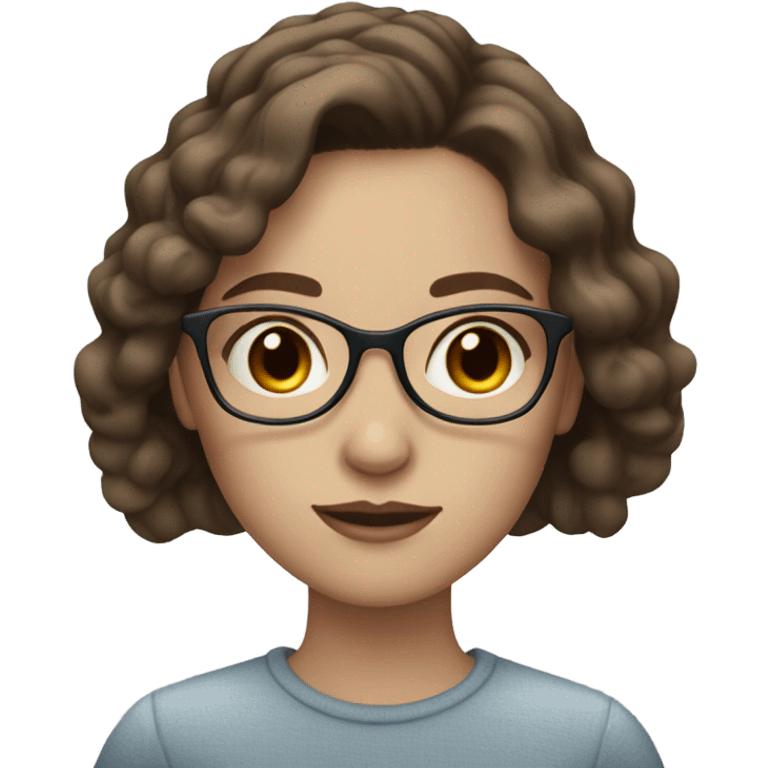 Realistic pale beautiful woman with glasses and blue eyes brown Balayage  emoji