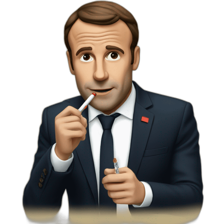 Macron with cig emoji