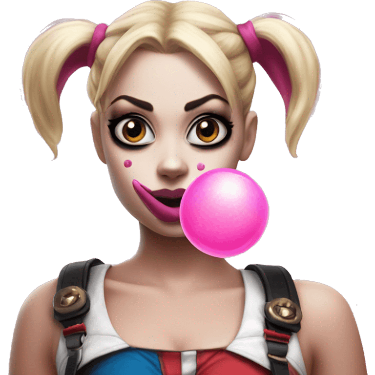 Harley Quinn with pink bubble gum  emoji