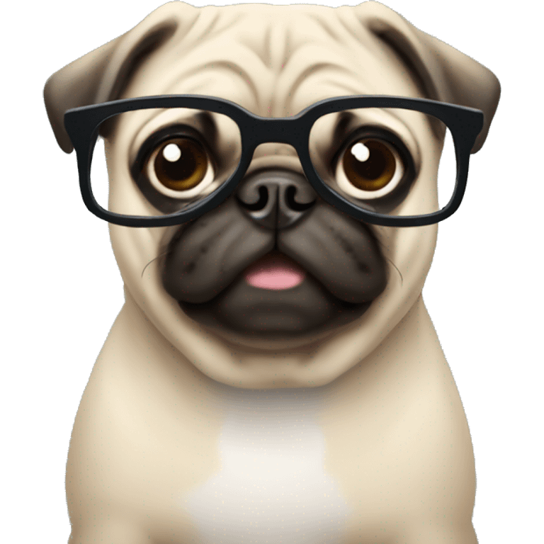 Pug with glasses emoji