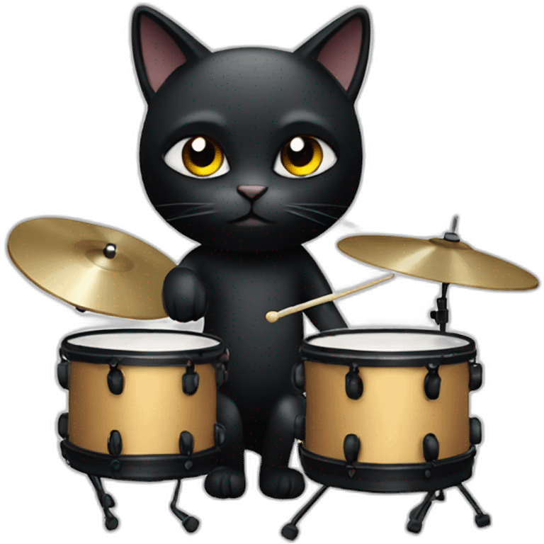 a black cat playing drums  emoji