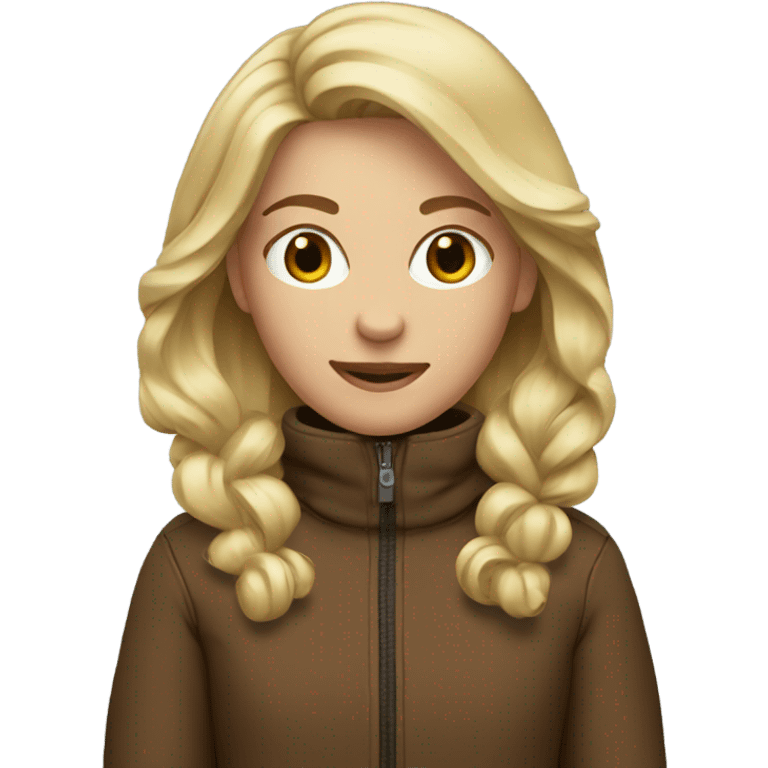 Blonde girl wearing brown ski suit emoji