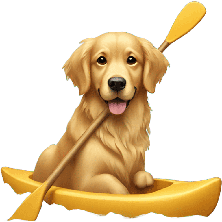 Golden retriever with moose paddle emoji