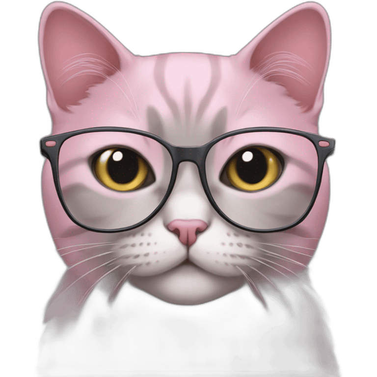 pink/gray british cat with glasses and the laptop emoji