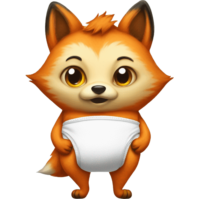 Fox in a diaper on butt emoji