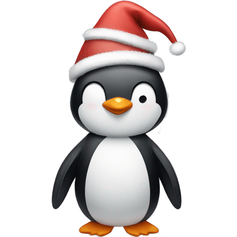 Penguin with Christmas hat emoji