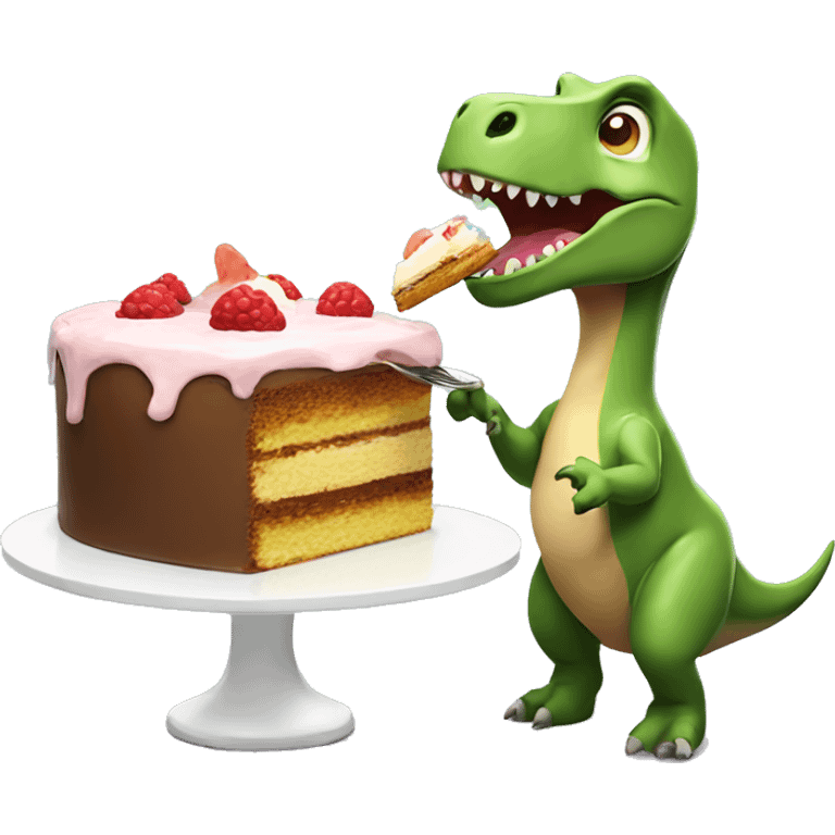 dinosaur eating cake emoji