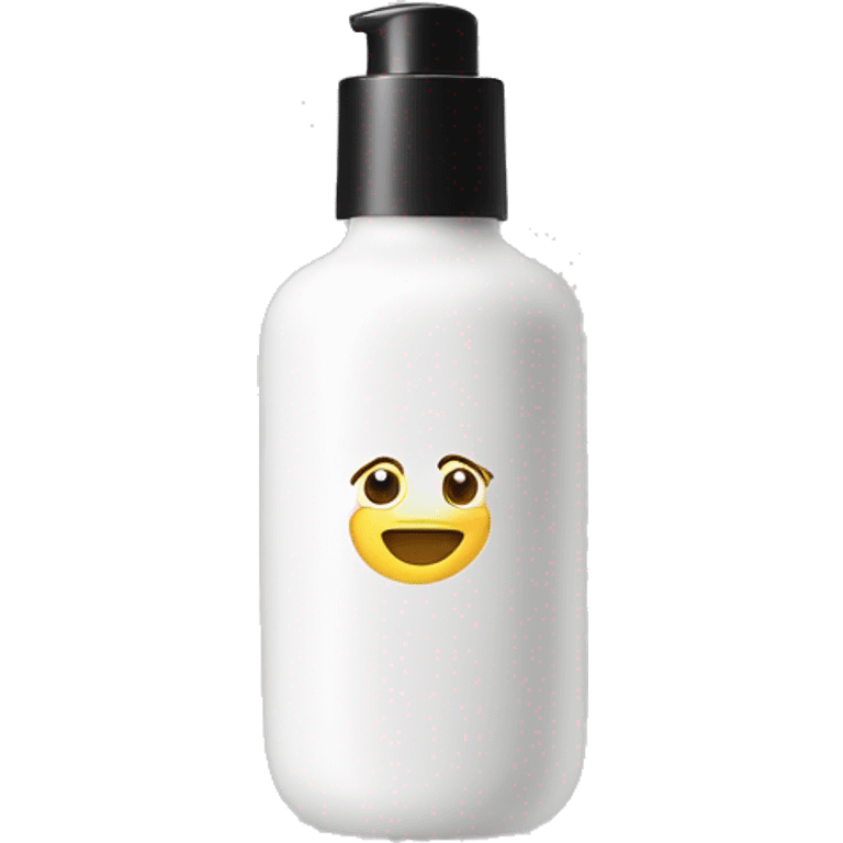 liquid facial exfoliating bottle with label emoji