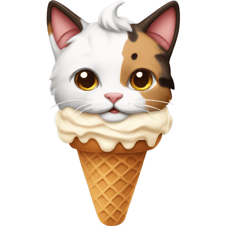 Icecream with calico cat emoji