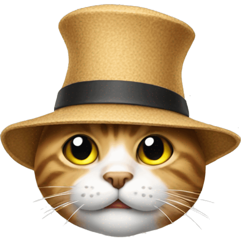 Cat with part hat going poo emoji