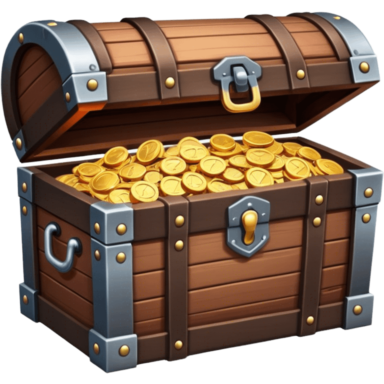 unlocked treasure chest glowing from the inside without money emoji