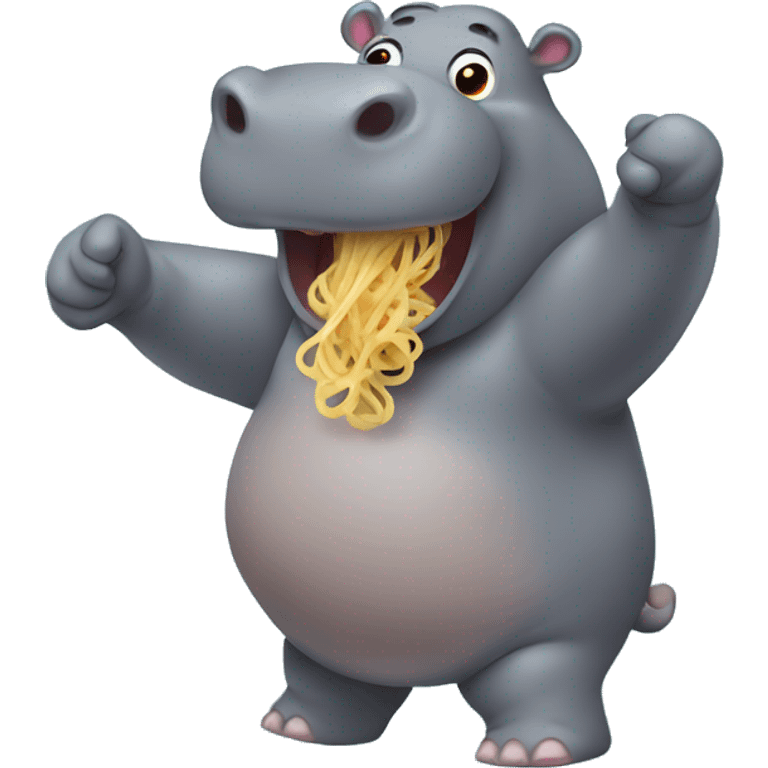 Hippo eating pasta dancing emoji