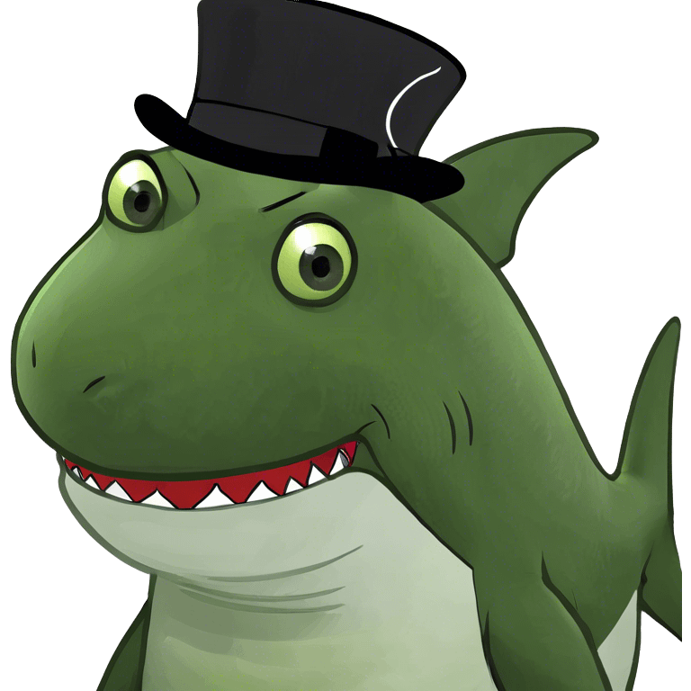 Shark with a top hat emoji