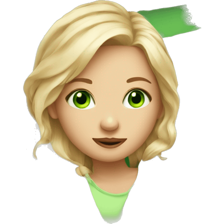 Cute blonde girl with green eyes laying on pillow emoji