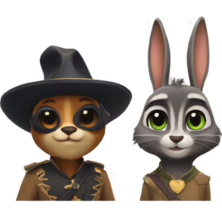 Coneja y zorro de Zootopia. emoji