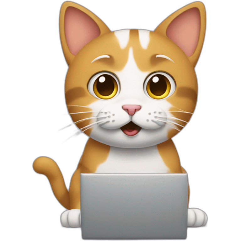 confused cat writing on a computer emoji