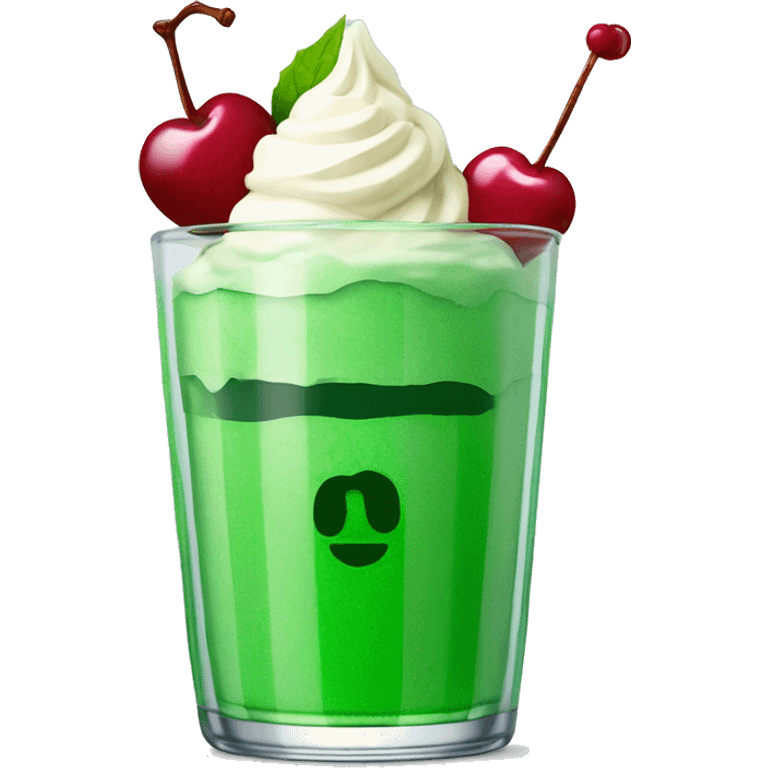 green soda in parfait glass with ice cream and cherry on top emoji