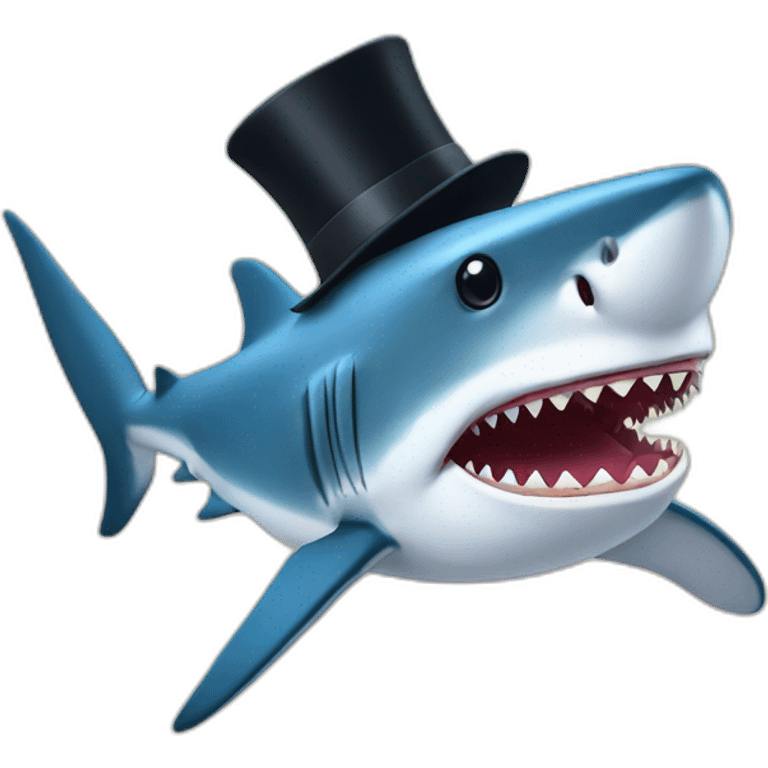 Shark with a top hat emoji