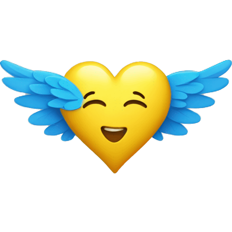 yellow heart with blue wings emoji