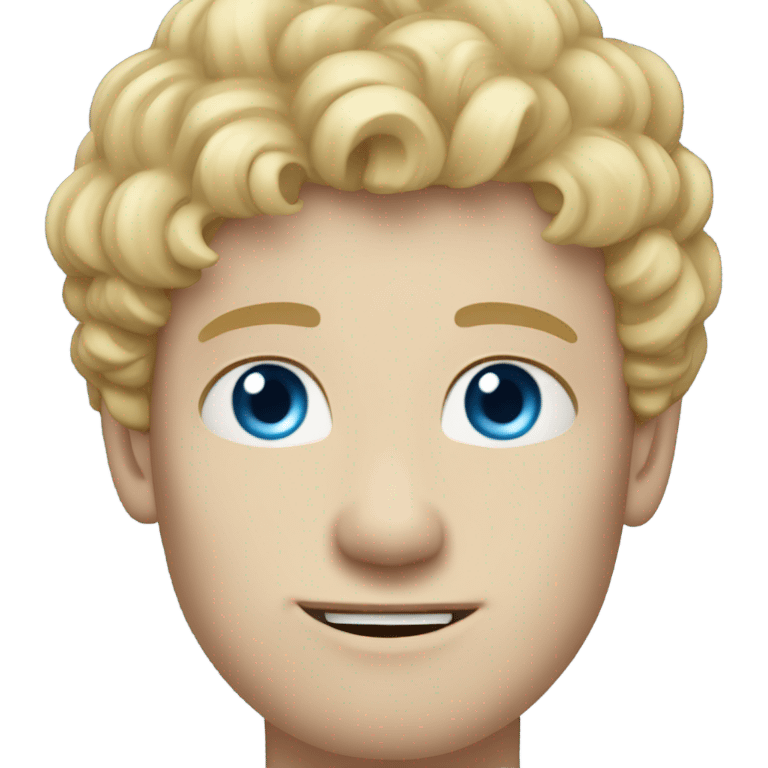 short curl blonde 30yo man blue eyed pale skin raised hand emoji