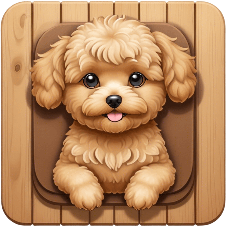 Tan maltipoo sunbathing on a deck emoji