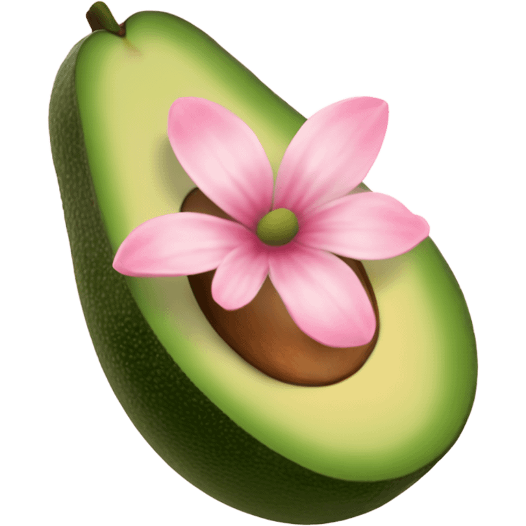 Realistic avacado with pale pink flower emoji