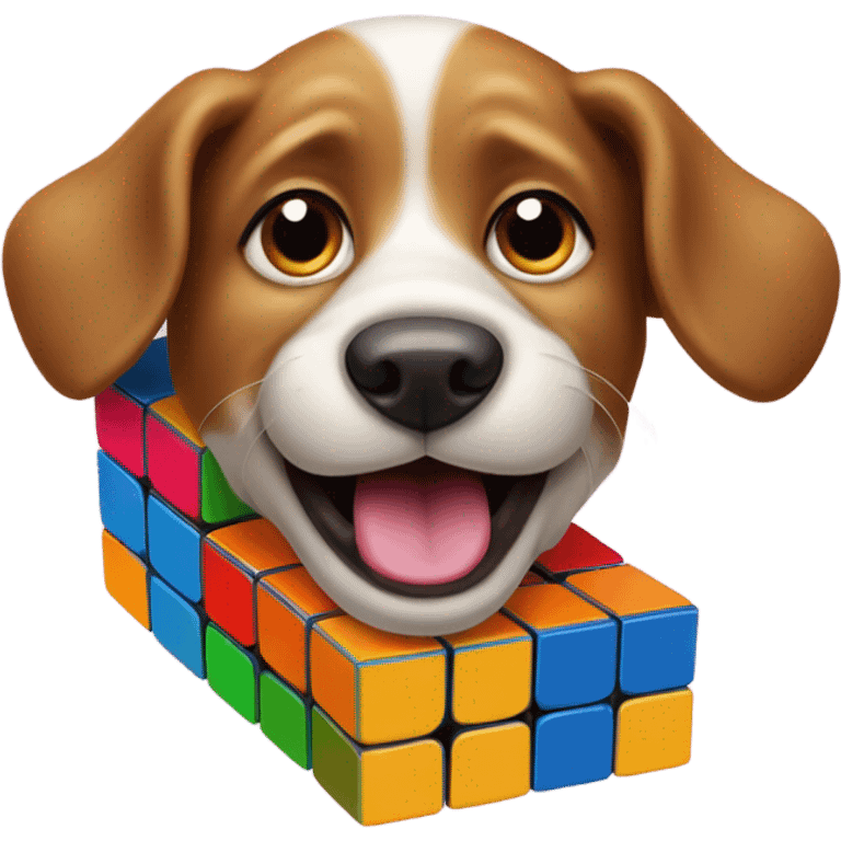 dog eating a rubix cube emoji