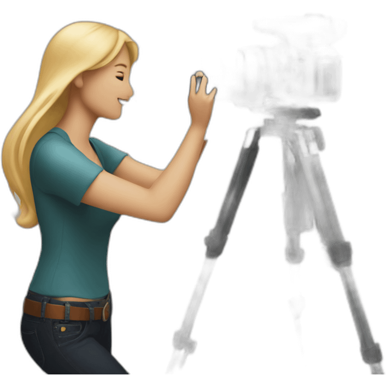 Male Photographer shooting female model emoji